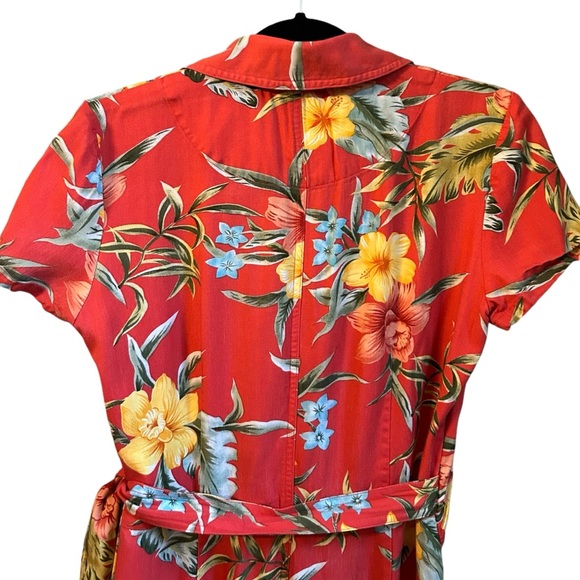 Caribbean Joe Faux Wrap Tropical Floral Maxi Dress Women’s SZ Small in Mango - Picture 5 of 7